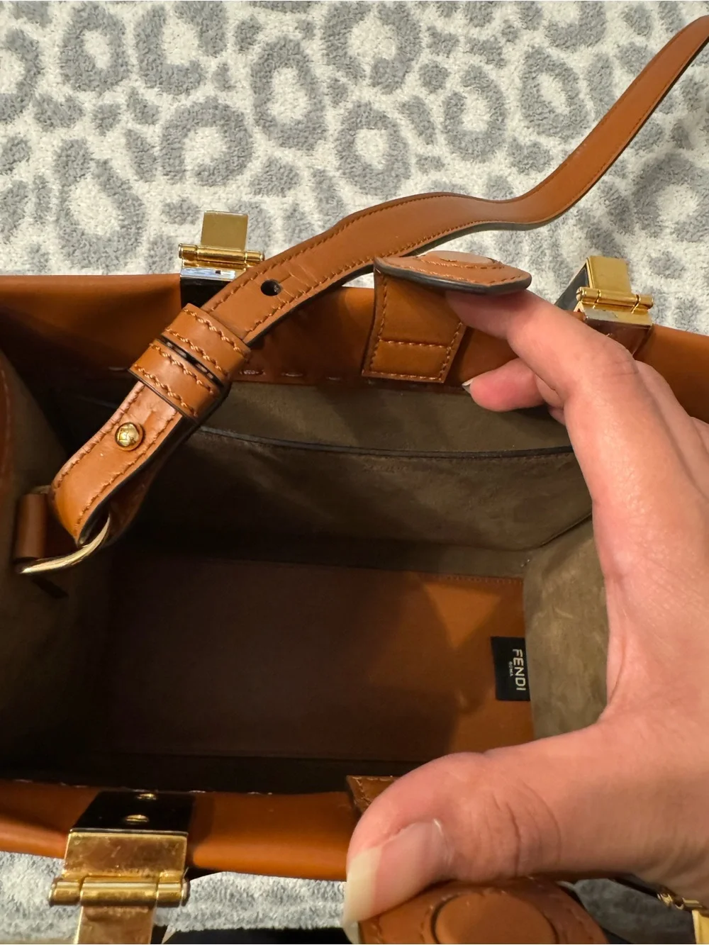 Fendi Sunshine Leather Tote with Tortoiseshell Handles